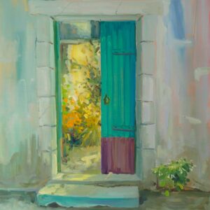 Entrance - Green Door, 55 x 45 cm, oil on canvas, 2025