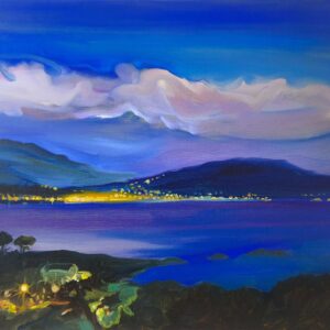 Estuary - Night City, 40 x 45 cm, oil on canvas, 2025