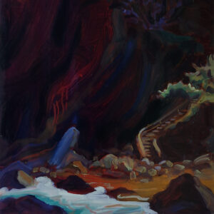 Dark Rock - Stairway, 30 x 24 cm, oil on paper, 2025