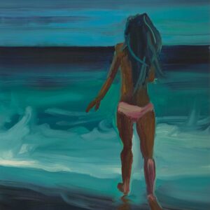 Beach - Run, 30 x 24 cm, oil on paper, 2025