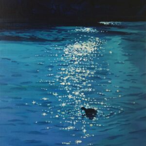Lake - Glittering, 45 x 40 cm, oil on canvas, 2025