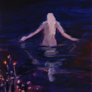 Dark Water - Wading, 30 x 24 cm, oil on paper, 2025