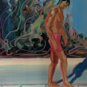 Pool - Red Pants, 30 x 24 cm, oil on paper, 2025