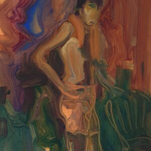 Swimmer - Pose, 30 x 24 cm, oil on paper, 2025