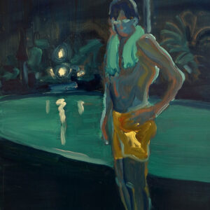 Night Pool - Pose, 30 x 24 cm, oil on paper, 2025