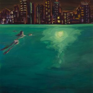 Night Pool - City, 30 x 24 cm, oil on paper, 2025