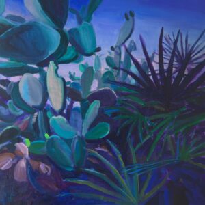Around the Pool - Cactus, 55 x 45 cm, oil on canvas, 2025